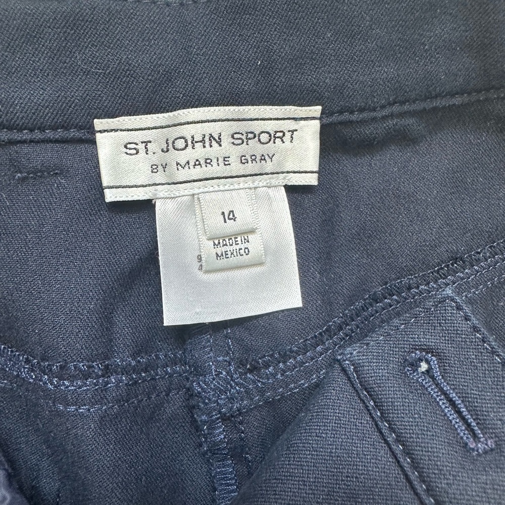 St. John Sport Navy Straight-Leg Pants with Gold Accents - Picture 5 of 6
